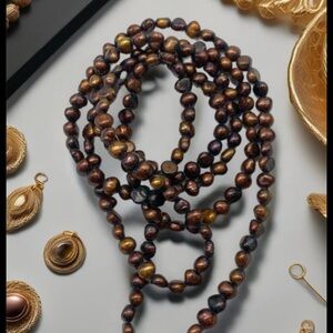 Brown Freshwater Pearl Necklace Amber Undertones